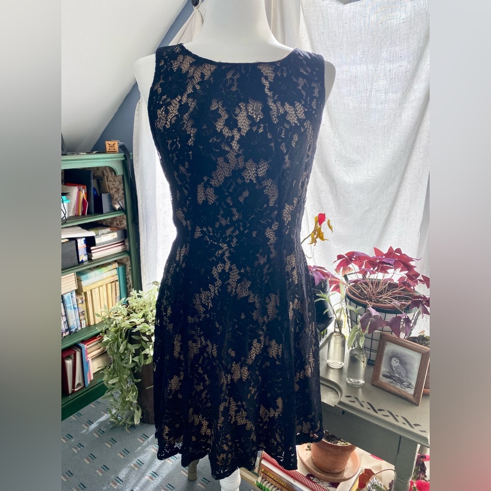 NWT Black lace dress with illusion lining